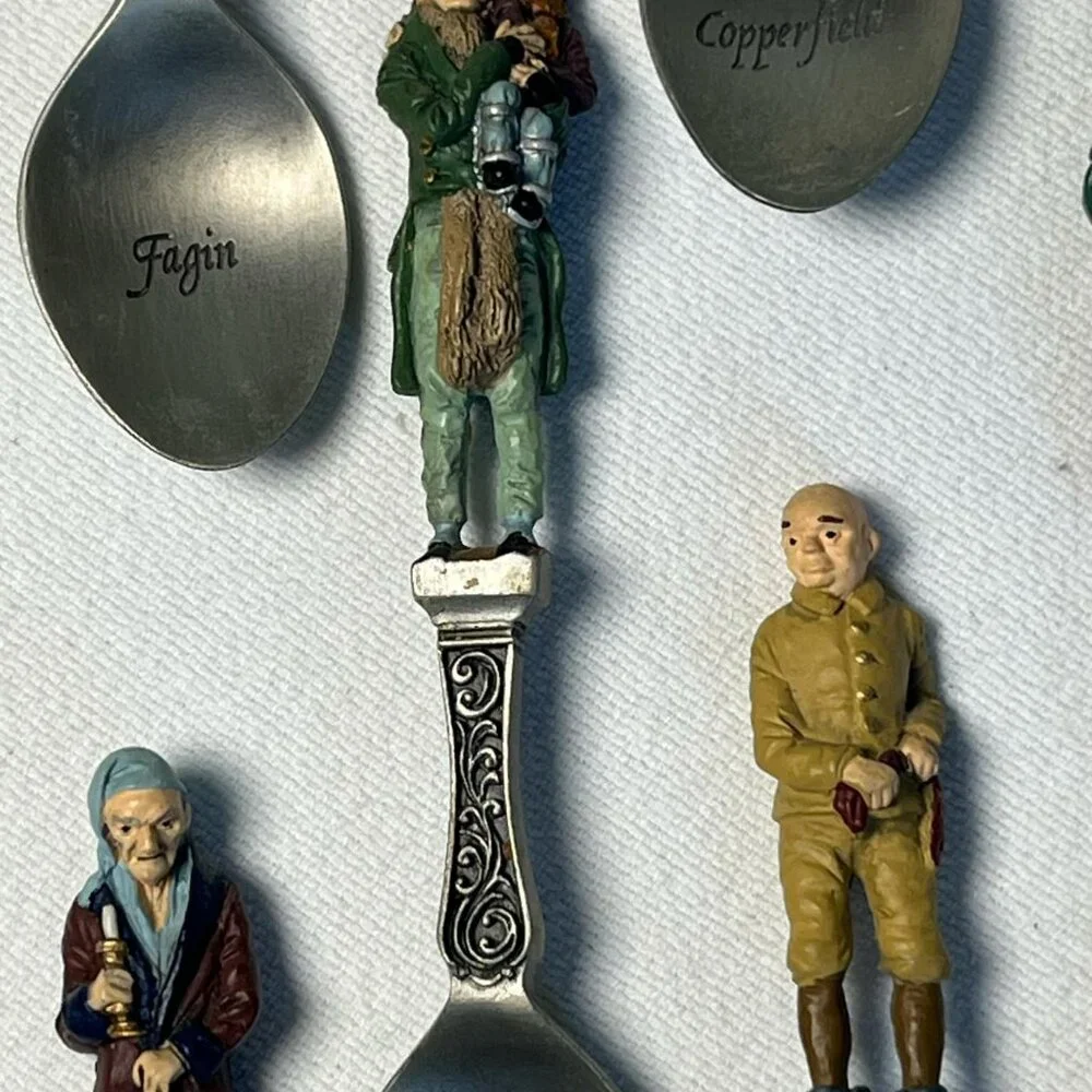 1981‎ Franklin Mint Charles Dickens Christmas Carol Set of 12 Pewter Spoons